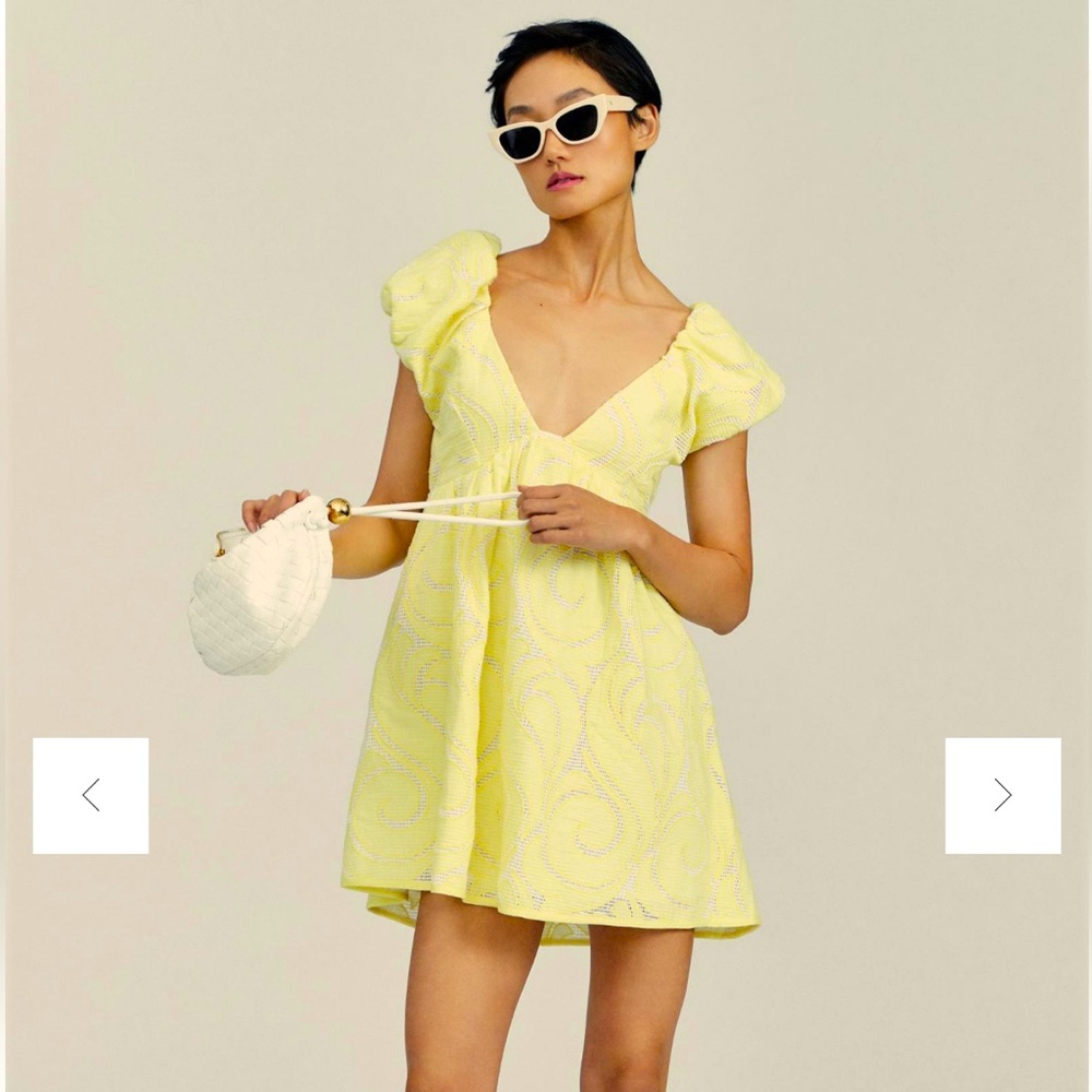 Anthropologie Yellow Puff-Sleeve Mini Dress